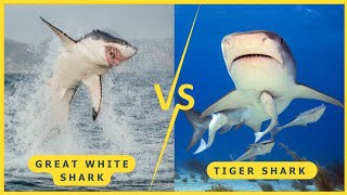 Great White Shark vs Tiger Shark ¦ Comparison of Interesting Facts ¦ Critter Gospel [upl. by Abihsat157]