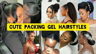 Packing gel hairstyles 2023  Most latest bridal hairstyles  How to gel for black women [upl. by Marela]