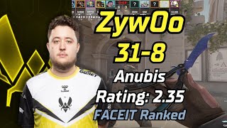 ZywOo POV Rating235 Anubis  FACEIT Ranked  Apr 4 2024  cs2 demo [upl. by Anayek361]