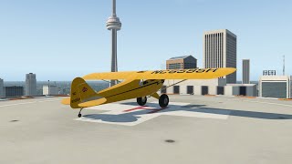 I Landed My J3 Cub on a rooftop Helipad Downtown Toronto Canada in XPlane 11 [upl. by Rramed]