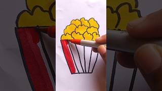 Simple Drawing Popcorn 🍿 Colouring and Painting for Kids drawing shorts [upl. by Kristy]