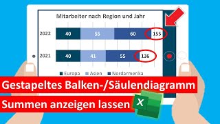 Gestapeltes Balken  Säulendiagramm formatieren  Summe rechts bzw oberhalb anzeigen [upl. by Nowyt197]