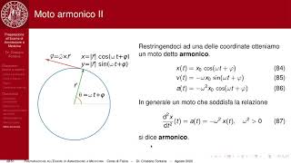 Fisica04 Cinematica del moto armonico [upl. by Kcirderf182]