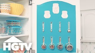 Cabinet Door Measuring Cup Storage  HGTV [upl. by Eilis]