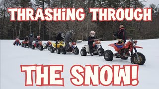 Honda ATC 350X  250R  200X Snowy Trail Ride in the Adirondack Mountains [upl. by Ecirtnuahs]