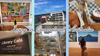 Explore Brisbanes South bank Inside State Library of Queensland  Queensland Art Gallery Australia [upl. by Bollay289]