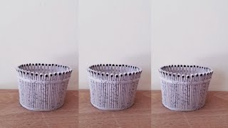 Wonderful patterned fruit basket making with waste paperDIY newspapers fruit basket [upl. by Trauner431]