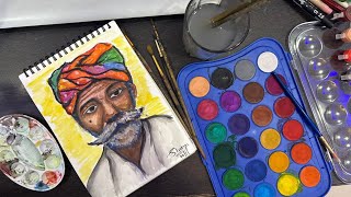 watercolor portrait tutorialartwatercolor painting portrait beginners stepbystep learntodraw [upl. by Ardnassak]