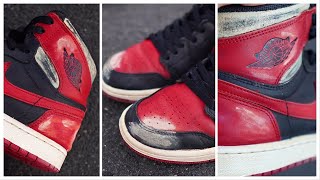 TUTORIAL HOW TO AGE AND DISTRESS JORDAN 1s OG 1985 VINTAGE STYLING [upl. by Ahseiuqal482]