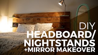 How to make a Headboard  Nightstands  Mirror Makeover  DIY [upl. by Ansilme]