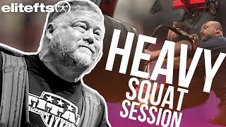 HEAVY SQUAT WORKOUT  Cambered Bar Triples At elitefts gym [upl. by Zindman]