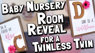 Baby Nursery Room Reveal Tour for Daisy  Nursery Decor Design Ideas for a Twinless Twin 2019 [upl. by Nylirad]