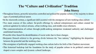 John Storeys quotThe quotCulture and Civilizationquot Traditionquot Matthew Arnold and FR Leavis Summary [upl. by Cir]