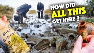 This old drained creek holds SECRETS and TREASURE Mudlarking with the Hovercraft History Hunters [upl. by Harleigh]