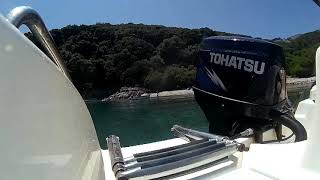 Tohatsu outboard 50 hp 2 stroke acceleration smooth water [upl. by Licastro]