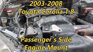 20032008 Toyota Corolla 18  Passengers Side Engine Mount Replacement [upl. by Secnarfyram]