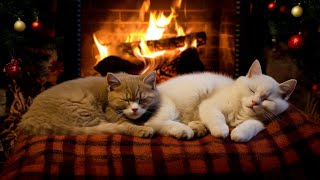 Cozy Room With Purring Cats and Crackling Fireplace 🔥 Deep Sleep Stress Relief Meditate [upl. by Nednerb]