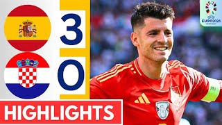 Spain vs Croatia 30 HIGHLIGHTS  EURO 2024 [upl. by Aihtnamas]