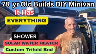 78 yr old builds diy minivan camper thatll blow your mindshowersolar water tankand more [upl. by Elyad]