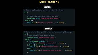 Junior vs Senior Efficient Way to handle Error and Exceptions in JavaScript javascript shorts [upl. by Artema]