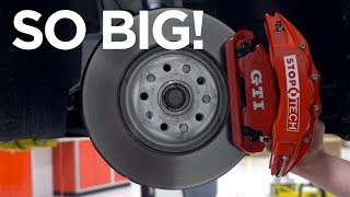 2018 VW GTI MK75  We Installed MASSIVE Brakes [upl. by Radnaskela]