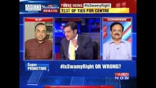 The Newshour Debate Is Subramanian Swamy Right  Part 1 4th Nov 2014 [upl. by Eelarual]