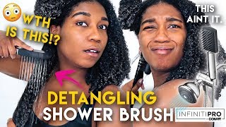 WTH IS THIS Conair SHOWERHEAD DETANGLING BRUSH Review Type 4 Natural Hair [upl. by Einohtna]