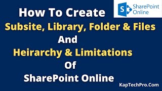 How To Create Subsite Document Library And File In SharePoint Online [upl. by Estella939]