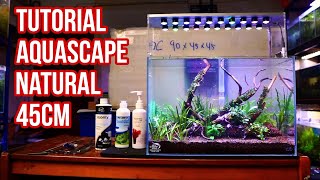 Aquascape Tema Natural 45cm ‼️Tutorial Pemula 😃👍 [upl. by Inotna]