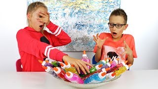 3 Colors of Glue Slime Challenge [upl. by Ahsa]