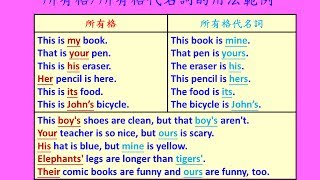 英文基礎文法 16  所有格代名詞用法Basic English Grammar  Possessive amp Possessive pronouns [upl. by Cilo]