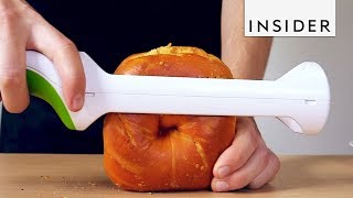 How To Easily Cut Bagels In Half [upl. by Doughman]