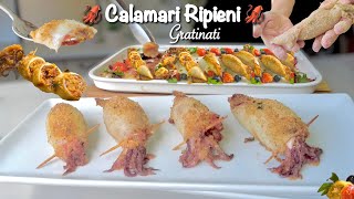 CALAMARI RIPIENI GRATINATI 🦑 ricetta facile e veloce 🦑 Tutto a freddo [upl. by Holder]