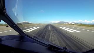 Wideroe Dash 8Q400 cockpit view landing Ålesund Norway [upl. by Amehsyt239]