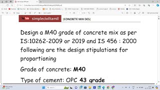 Concrete mix design for M40 grade concrete part 1 [upl. by Bouchard]