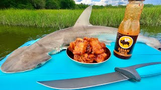 Fresh Shark Wings on the Boat Catch Cook Camp at the Coast [upl. by Rebecka]