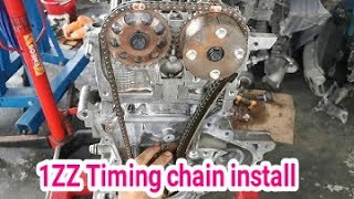 1ZZ Engine rebuild Part 6 Timing Chain install [upl. by Collbaith]