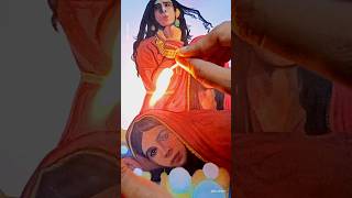 I Burned My Painting 😱⁉️For Video 😩💯  Real Manjulika of Bhool Bhulaiya 3 art kartikaaryan paint [upl. by Yllod74]