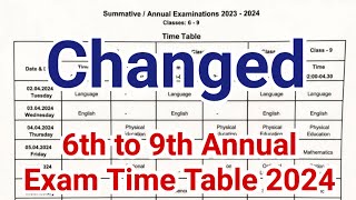 6std to 9std Annual Exam Time Table change 20246 to 9 reversed Annual Exam time table 2024 [upl. by Jephthah]