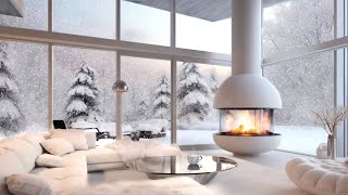 Relaxing Winter Jazz in a Snowy Luxury Home  2 Hours of Music for Ambience [upl. by Drarehs]