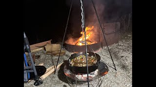 Beef Stew In A Dutch Oven On A Campfire [upl. by Ahsinid]