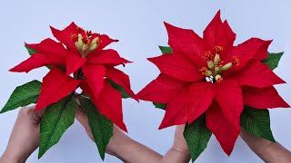 How To Make Poinsettia Paper Flower  Paper Flower  Góc nhỏ Handmade [upl. by Riba275]