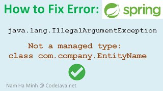 How to Fix Error quotNot a managed typequot in Spring [upl. by Burl944]