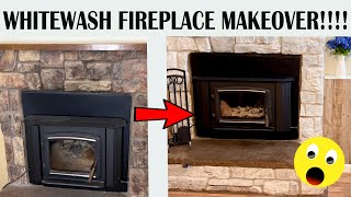 HOW TO WHITEWASH A STONE FIREPLACE  WORKS WITH BRICK TOO [upl. by Millham393]