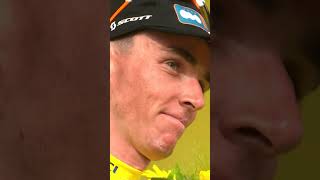 Romain Bardet pulls on the Yellow Jersey for the first time at his final Tour de France 🟡🇫🇷 [upl. by Jerrilyn101]