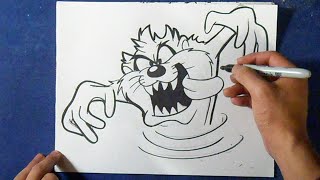 Como desenhar o Diabo da Tasmania Taz  Looney Tunes [upl. by Teferi907]