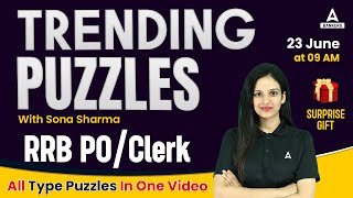 Puzzles and Seating Arrangement in One Video  All Bank Exams  Reasoning By Sona Sharma [upl. by Amhsirak]