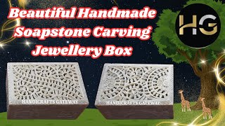 Soapstone Carving Jewellery Box 6x4x3quot Inch qatar kuwait saudiarabia australia canada uae usa [upl. by Merriott179]