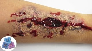 Como Hacer una herida Falsa Abierta con Sangre Casera Halloween Tutorial DIY Pintura Facil [upl. by Altaf]