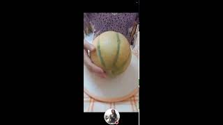 Peeling And Cutting Cantaloupe Melon healthy food fruit [upl. by Gimpel702]